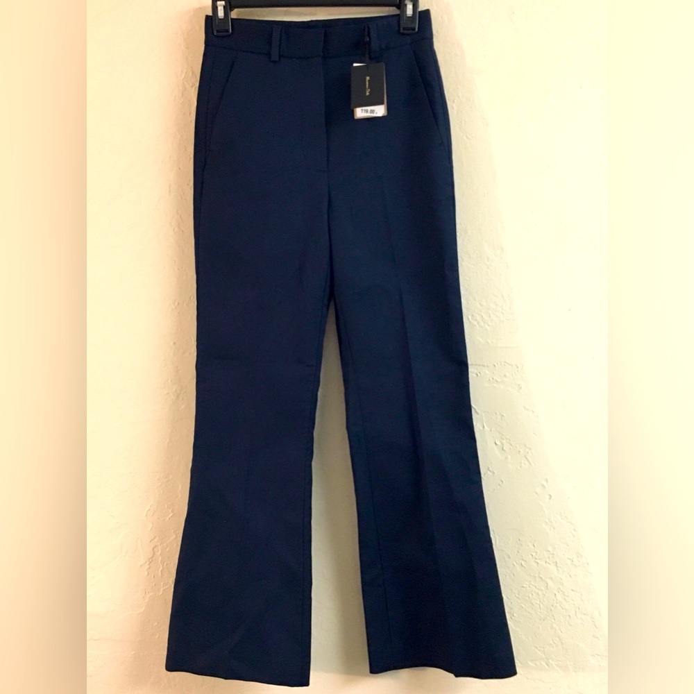 Massimo Dutti Dress Pants Size 2 Navy Blue NEW Stretch Office Business Casual